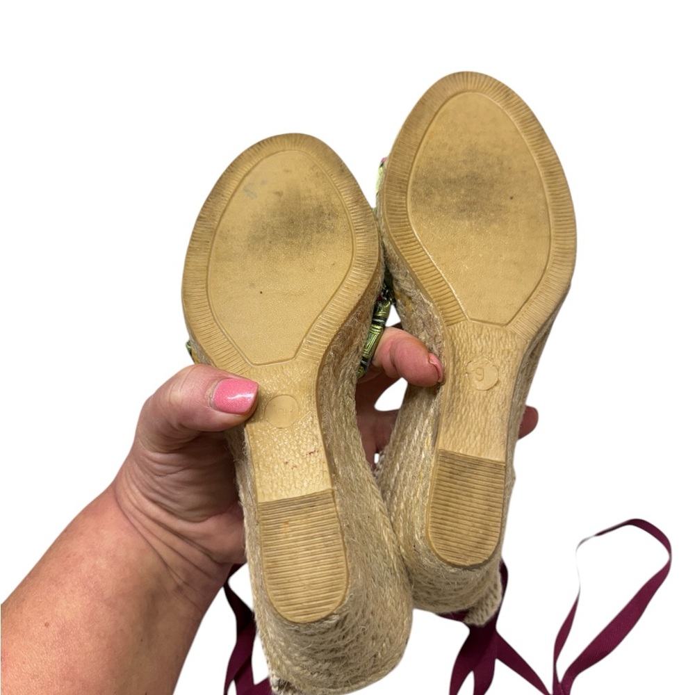 J. Crew Espadrilles with Green and Burgundy Accents - Picture 3 of 10
